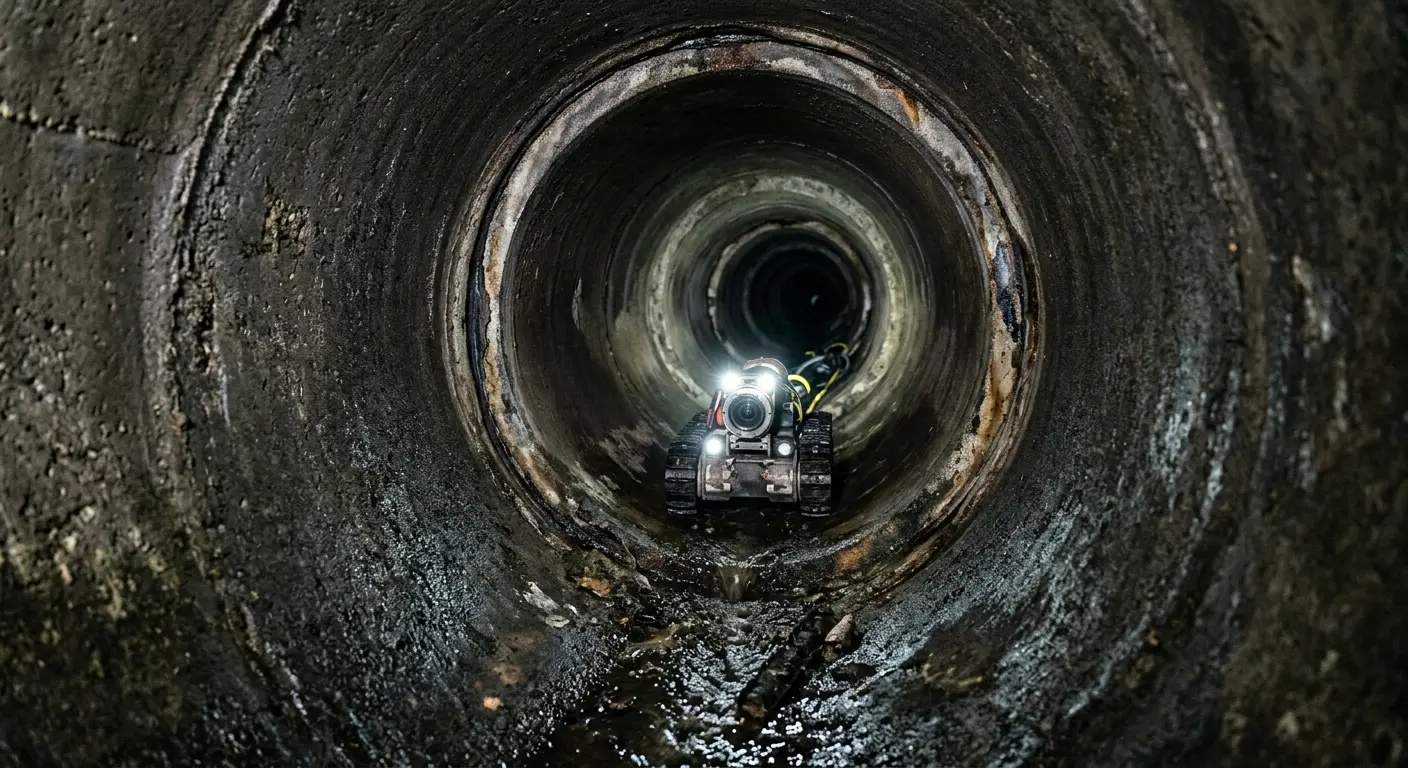 Robotic sewer camera inspecting pipe interior for Sewer Line Repair in Brattleboro